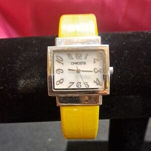 Chico's Silver and Yellow Square Watch
